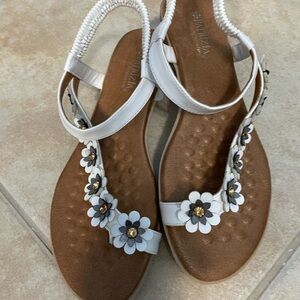 Patrizia White Floral Flat Sandals